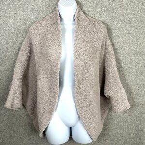 Barefoot Dreams L/XL Cardigan Shrug Cozy Chic Beige Fuzzy Soft Open Front